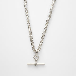 silver rolo chain necklace with t bar