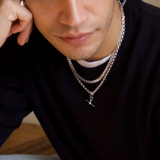 mens silver curb chain