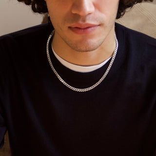mens silver curb chain