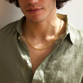 mens curb chain necklace in gold