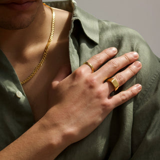 mens gold square signet ring
