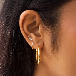 london blue topaz earring climber solid gold