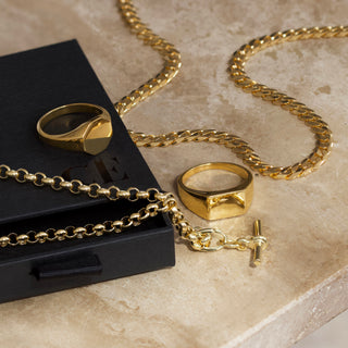 mens hexgon ring in gold