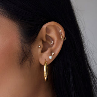 double pearl and diamond stud 9k earring