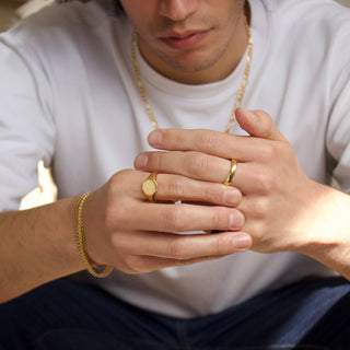 mens gold rounded band ring