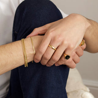 mens black onyx signet ring in gold