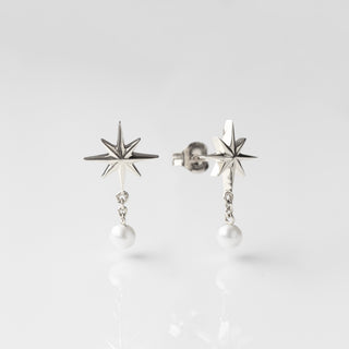 celestial star and pearl drop earrings