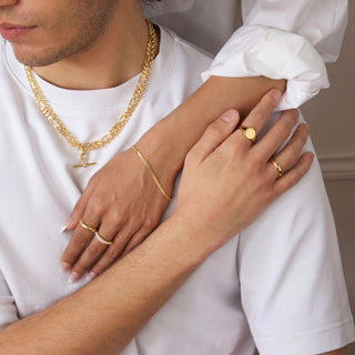 mens hexgon ring in gold