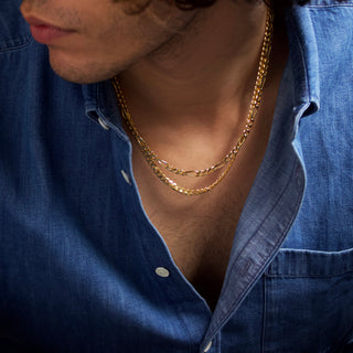 mens curb chain necklace in gold