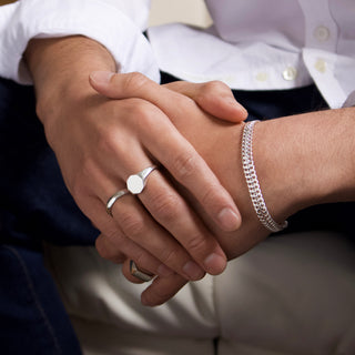 mens silver round band ring