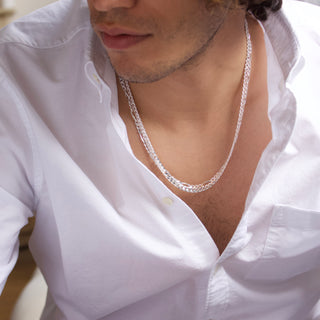 mens silver curb chain