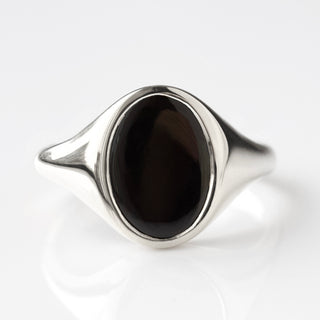 mens black onyx silver signet ring