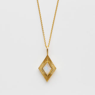 Moonstone kite sunray necklace gold
