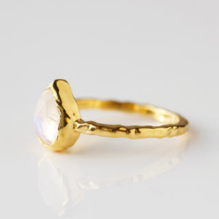Gracie Rainbow Moonstone Pear Molten Ring