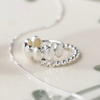 pearl gemstone ring silver