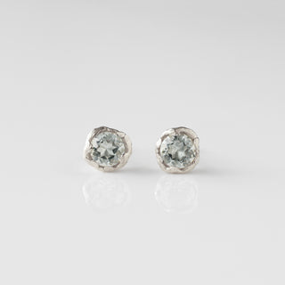 green amethyst stud earrings silver
