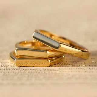 engravable vintage bar ring in gold