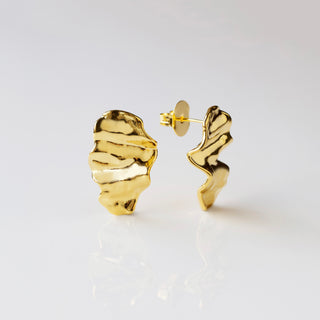 molten wave earrings gold