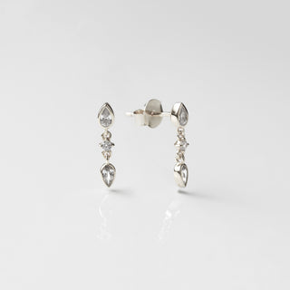 dainty cz droplet studs silver