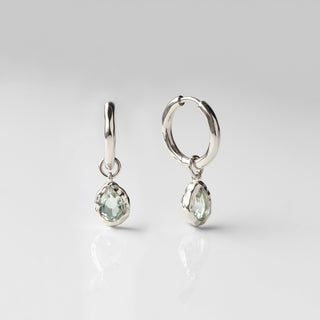 green amethyst drop hoop earrings
