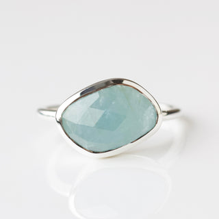 aquamarine organic ring silver
