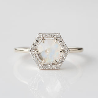 Icon Moonstone & Diamond Hexagon Ring