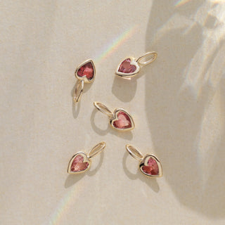 bezel set tourmaline heart pendant charm