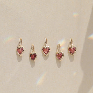 bezel set tourmaline heart pendant charm