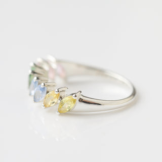 Sapphire rainbow ring in silver