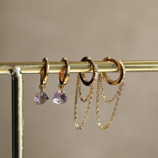 diamond cut chain hoop earrings