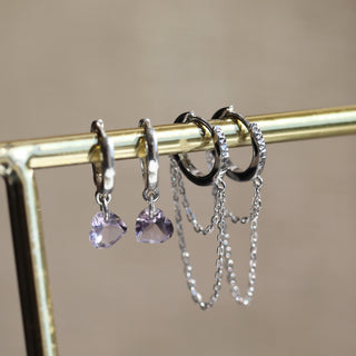 diamond cut chain hoop earrings