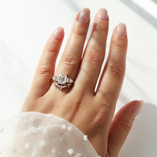 Carrie Elizabeth Sample Sale Engagement Ring Moissanite Deco Ring Solid Gold