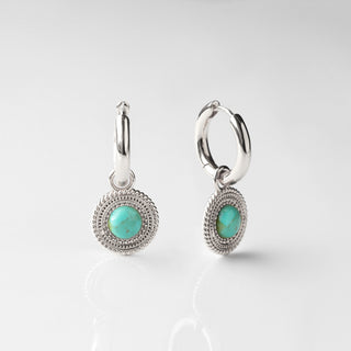 Turquoise Coin Hoop Earrings