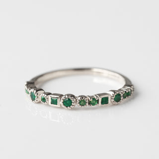 Silver Emerald Constellation Ring