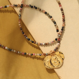 agate beaded necklace gold