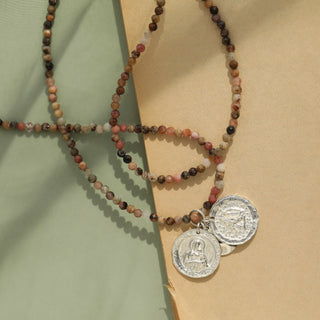 Agate beaded long length necklace