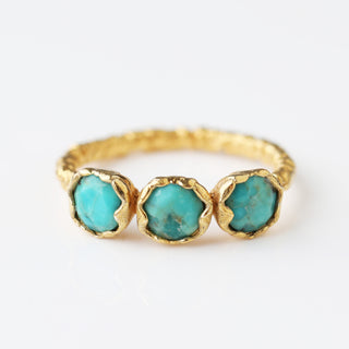 Carrie Elizabeth Gold Molten ring with turquoise stones