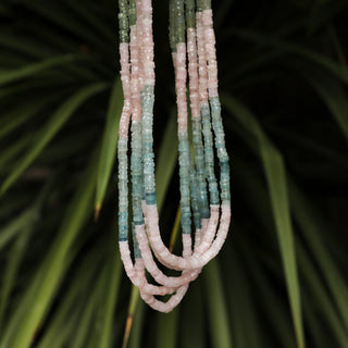 Carrie Elizabeth Rainbow Aqua Quartz Faceted Tyre Beaded Necklace