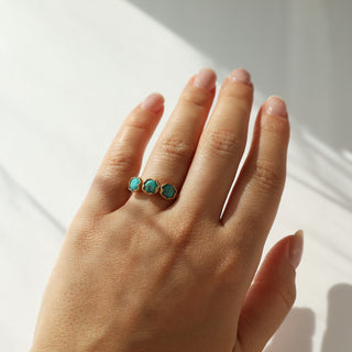 Carrie Elizabeth Molten ring with blue green turquoise stones
