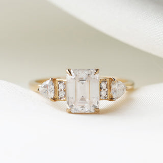 Sample Sale Engagement Ring Moissanite Deco Ring Solid Gold