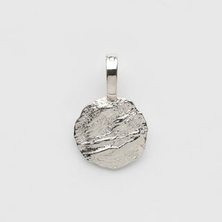 molten texture coin pendant silver