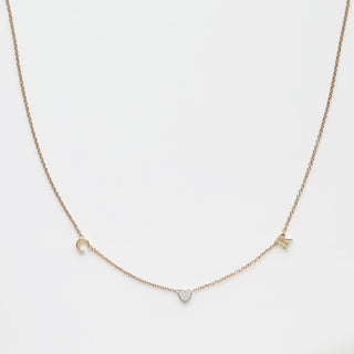 Custom Made Diamond Heart Initial Necklace