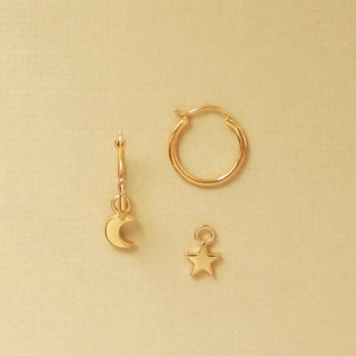 Star & Moon Charm Hoop Earrings In Gold Vermeil