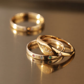 Birthstone solid gold ring