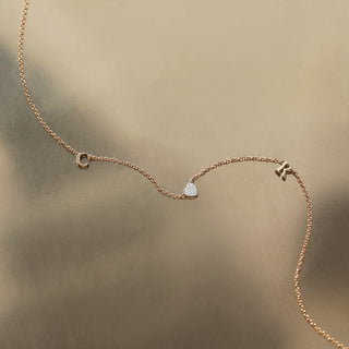 Custom Made Diamond Heart Initial Necklace