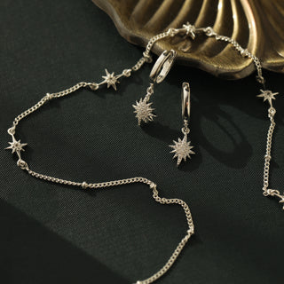 Starburst Necklace & Earring set in Silver