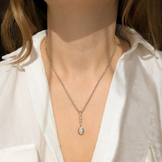 Moissanite Dog Clip Pendant with Rolo Chain