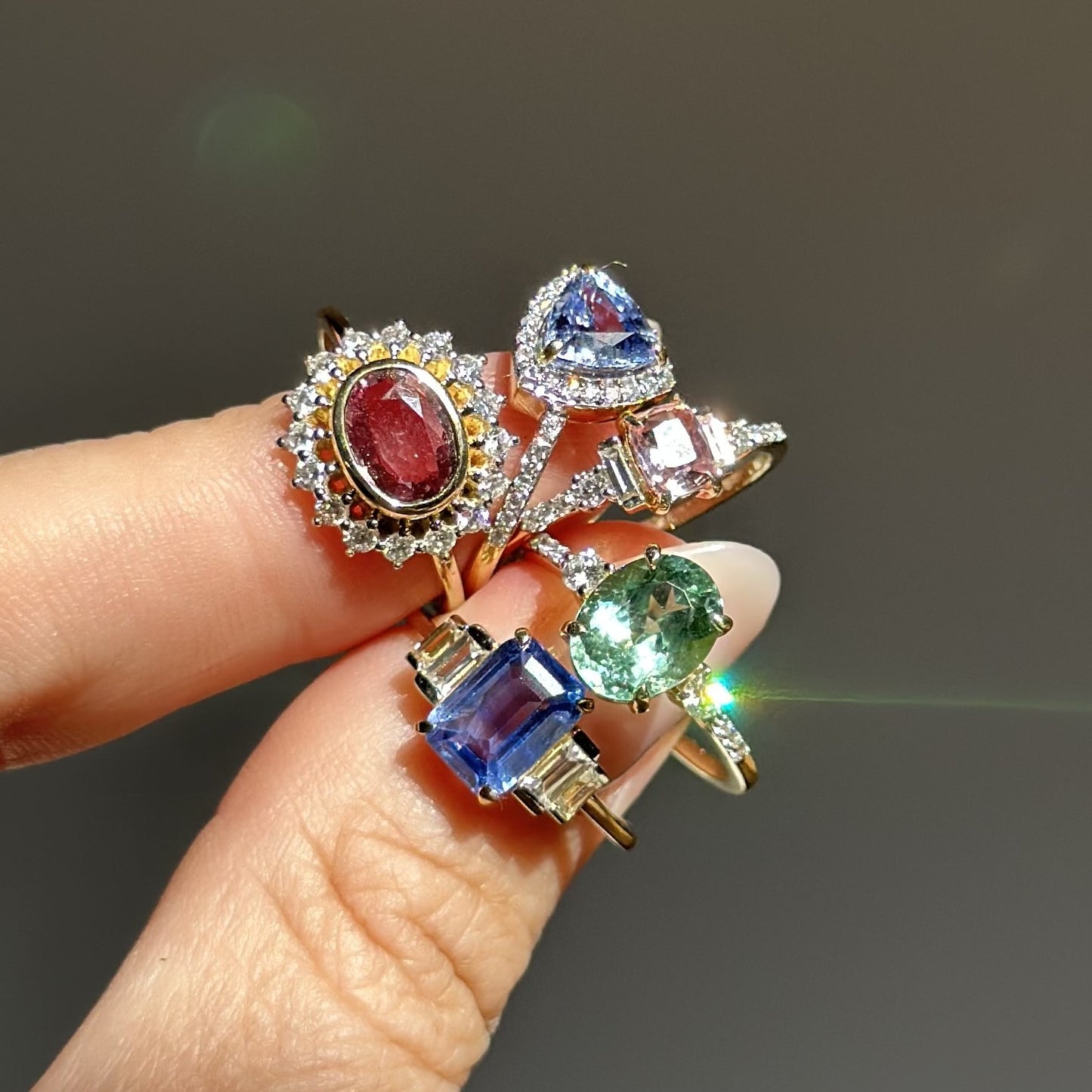 Exclusive blue sapphire and diamond engagement ring in solid gold