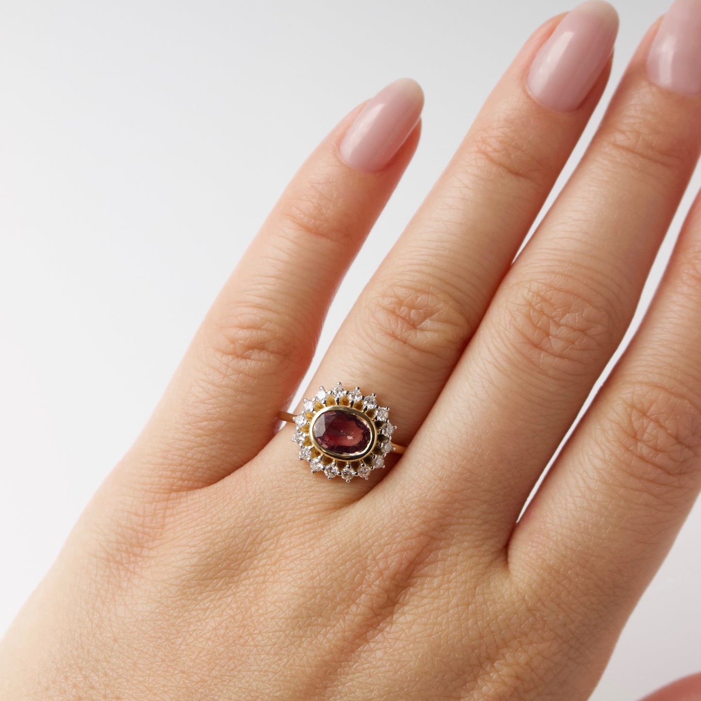 pink sapphire and diamond engagement ring in solid goldpink sapphire and diamond engagement ring in solid gold