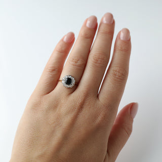 Gold Sapphire Diamond Cluster Ring